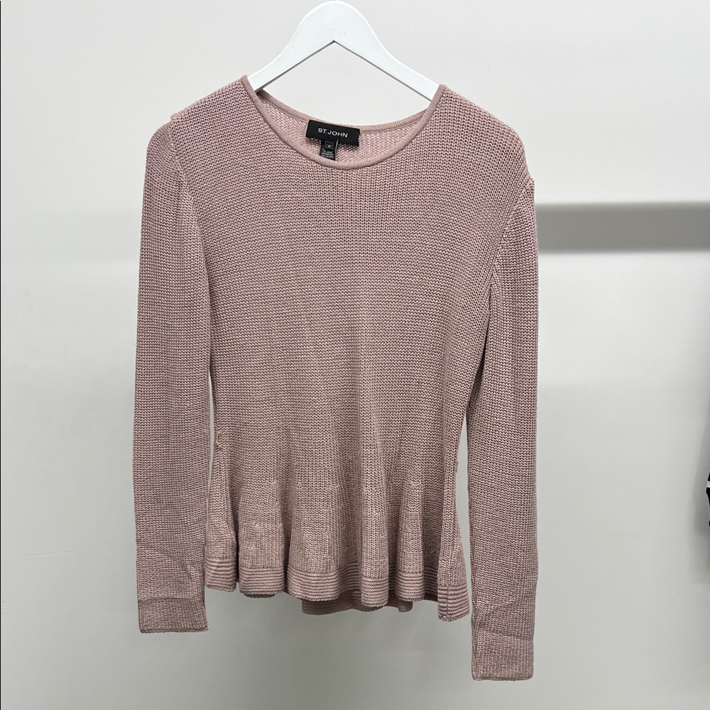 St. John Blush Knit Peplum Sweater